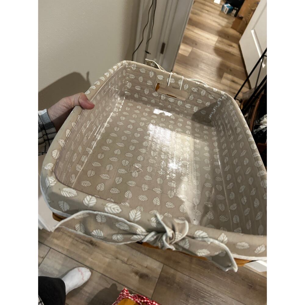 Longaberger Hostess Serving Tray Basket Stone Leaf liner & protector